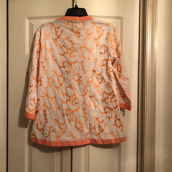 CJ Laing Embroidered Tunic Top White Peach L - Picture 2 of 6